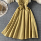 Cute plaid short dress A line dress  693