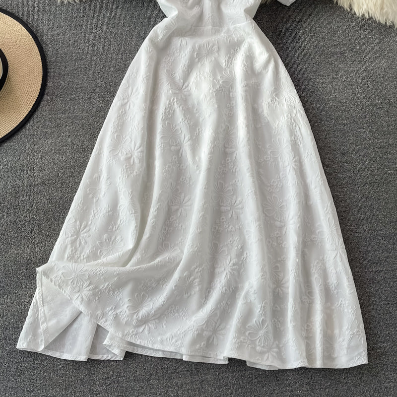 Sweet A line white short dress fashion dress  544