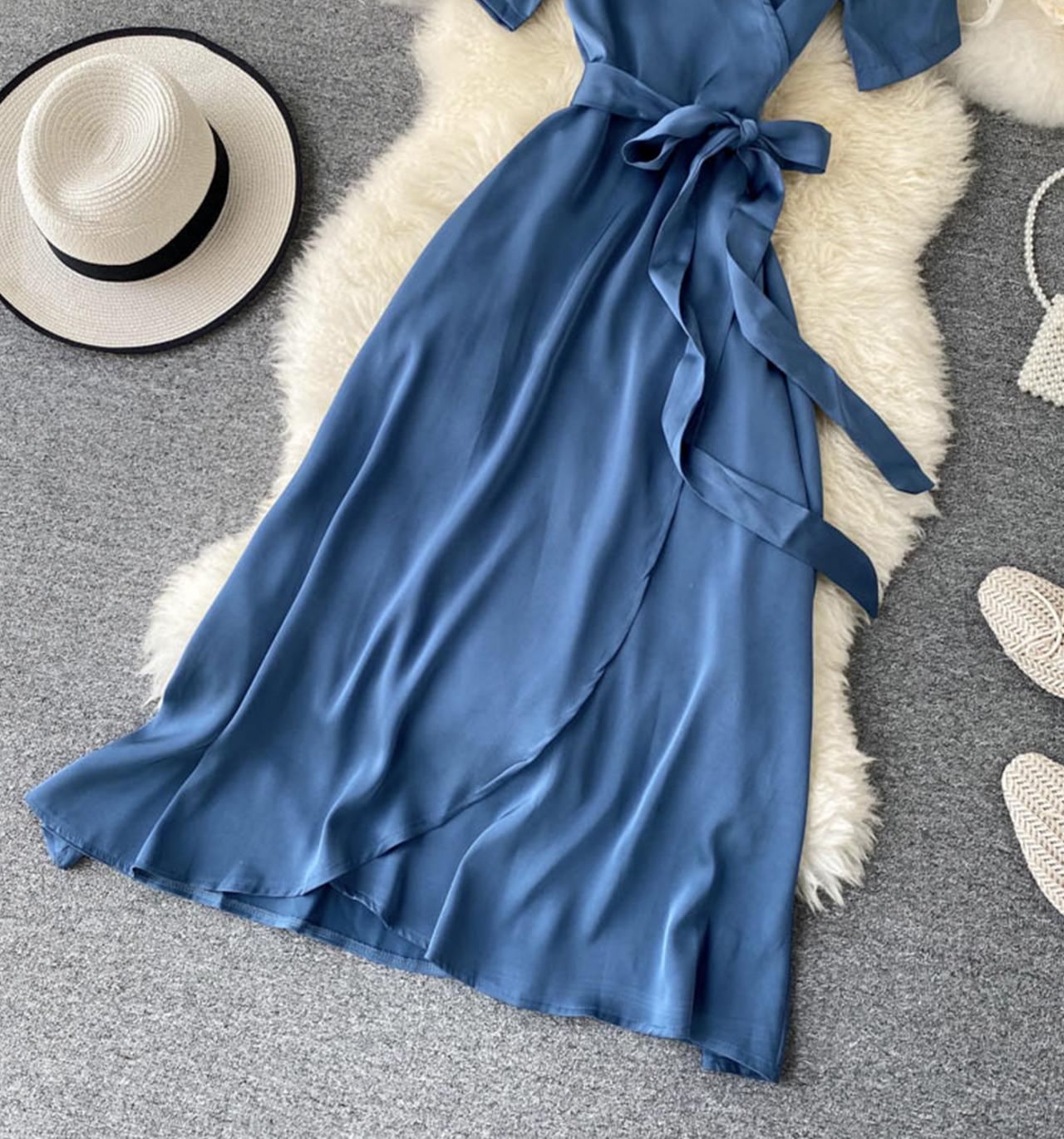 Simple v neck short dress fashion dress  647