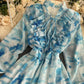 Blue A line long sleeve dress fashion dress 649