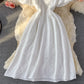 Weißes kurzes Kleid in A-Linie Modekleid 488