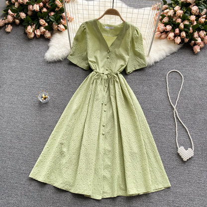 Simple v neck short dress fashion dress  563