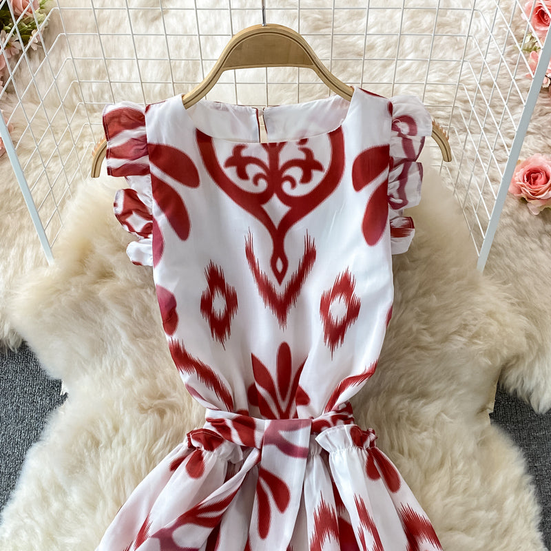 Robe trapèze à col rond et jolie robe tendance 504