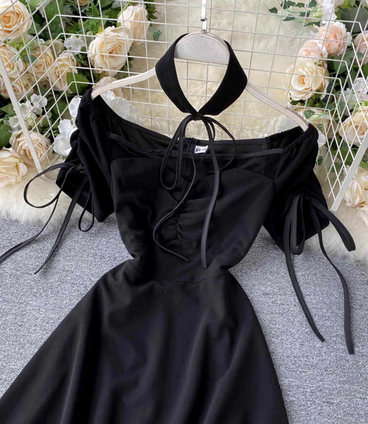 Black A line short dress fashion dress  650