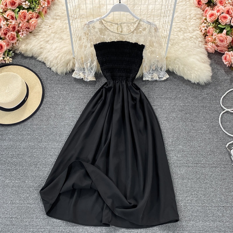 Black A line short dress fashion dress  633