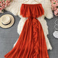 Cute A line off shoulder dress fashion dress  618