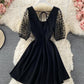 Black A line short dress fashion dress  657
