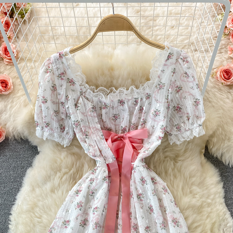 Robe trapèze à fleurs douces et tendance 511