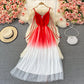 Cute gradient v neck tulle short dress fashion dress  453