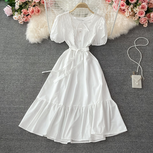 Robe blanche trapèze tendance 621