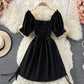 Jolie robe trapèze à manches bouffantes 610