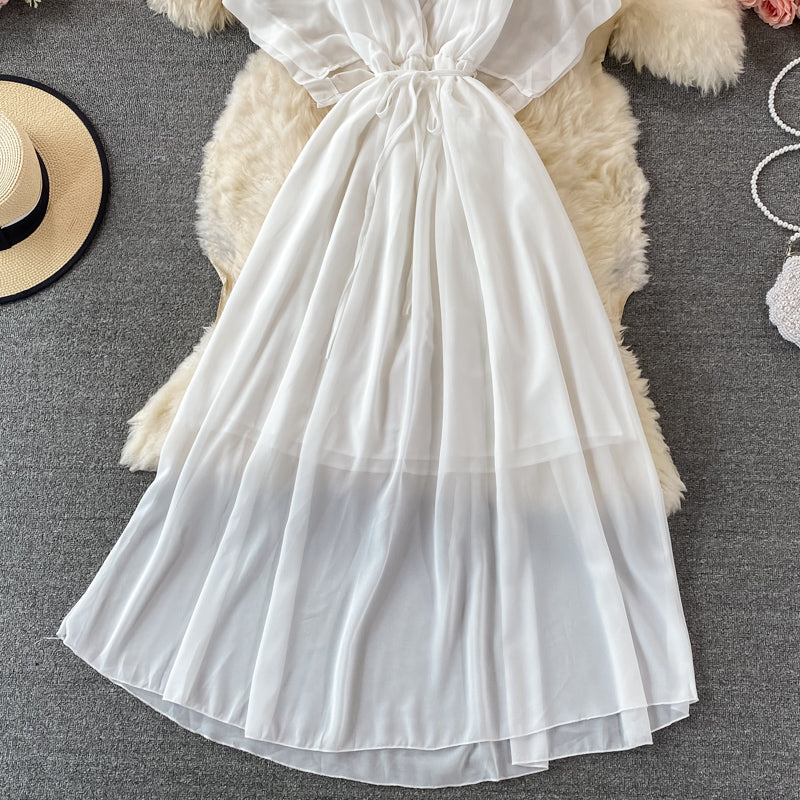 Cute v neck A line dress fashion dress  535
