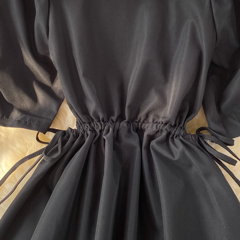 Black A line short dress fashion dress  487