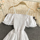 Robe courte à épaules dénudées et jolie ligne A, robe tendance 594