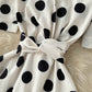 Süßes Polka Dot V-Ausschnitt kurzes Kleid Modekleid 414