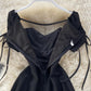 Black A line short dress fashion dress  656