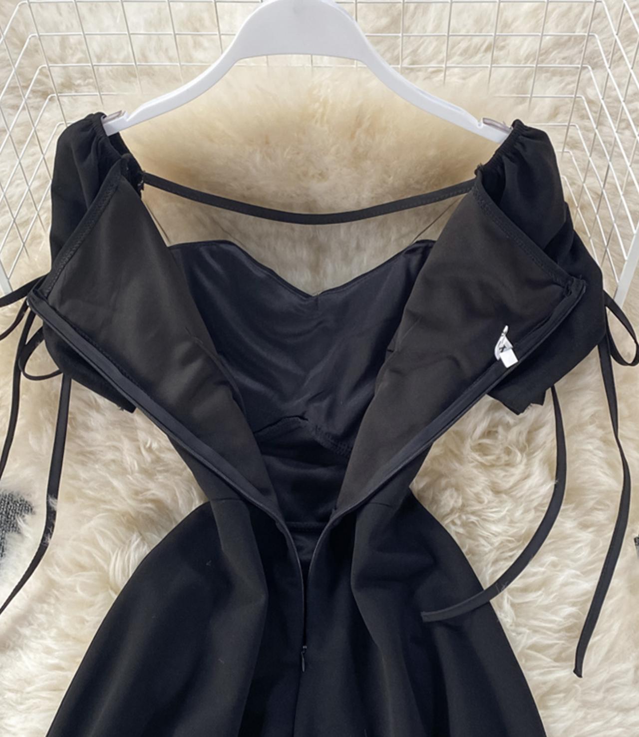 Black A line short dress fashion dress  656