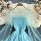 Cute A line tulle long sleeve dress fashion dress  627