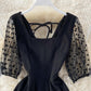 Black A line short dress fashion dress  657
