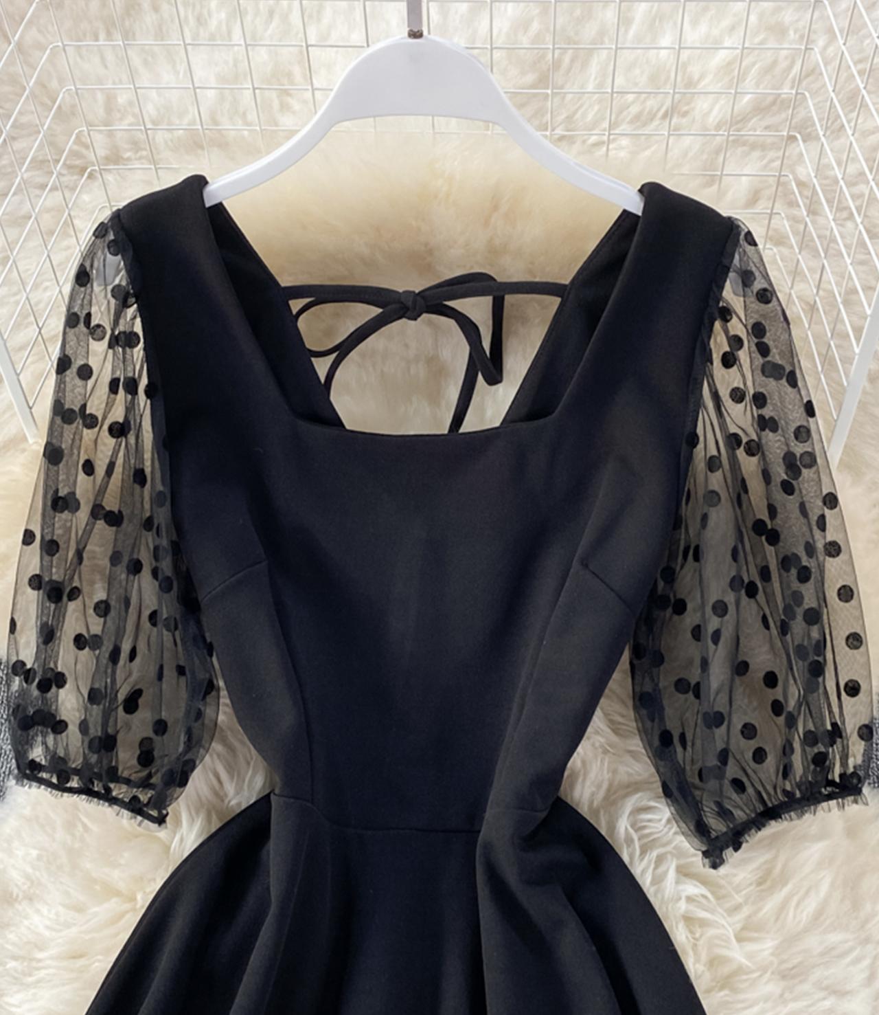 Black A line short dress fashion dress  657