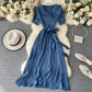Simple v neck short dress fashion dress  647