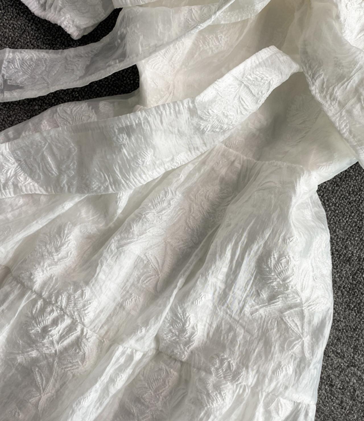White A line short dress fashion dress 645