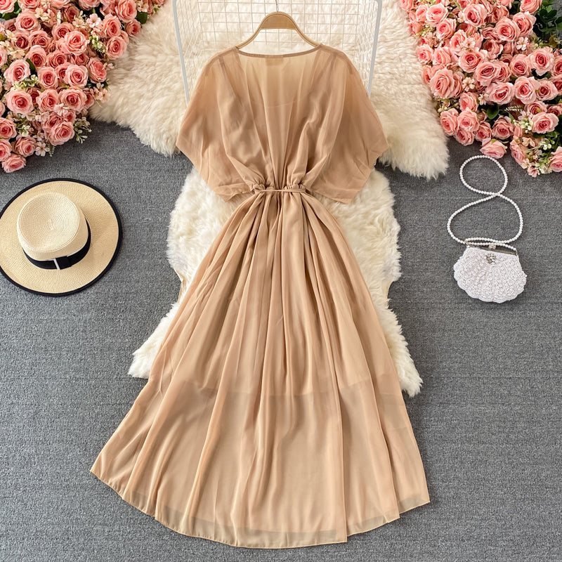 Cute v neck A line dress fashion dress  535