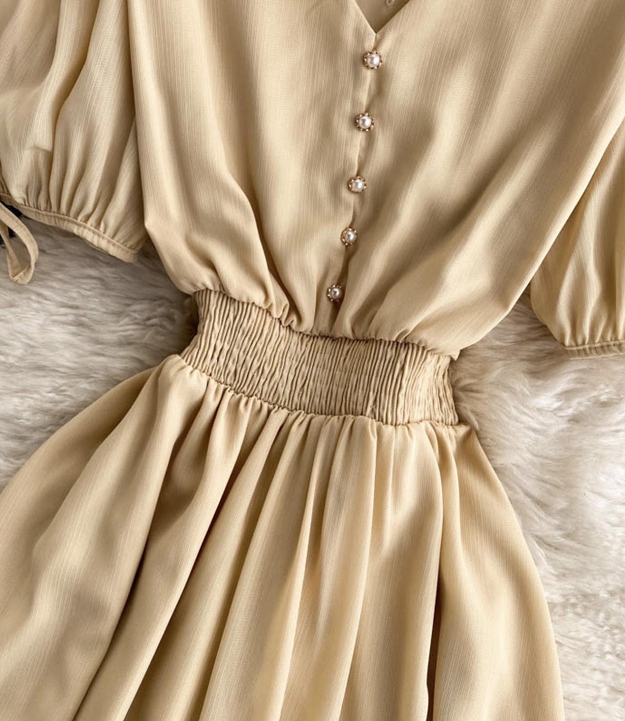 Simple v neck short dress fashion dress  664