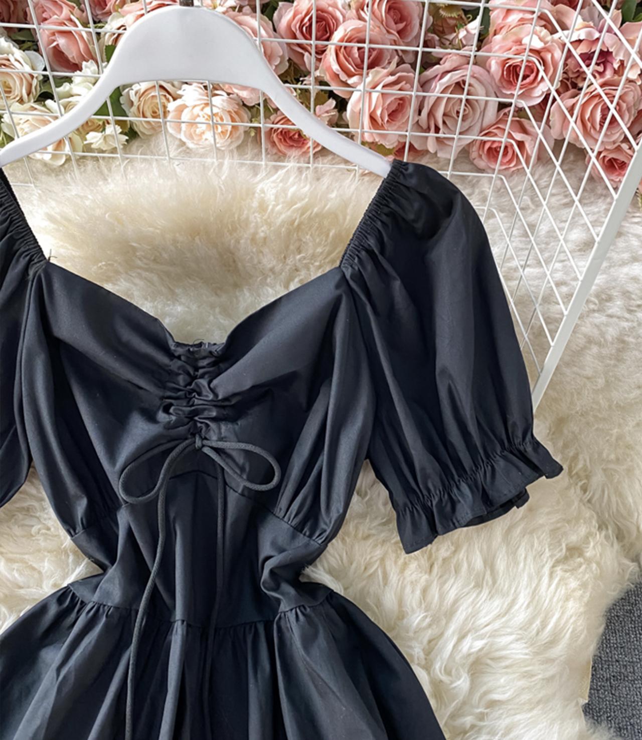Black A line short dress fashion dress  689