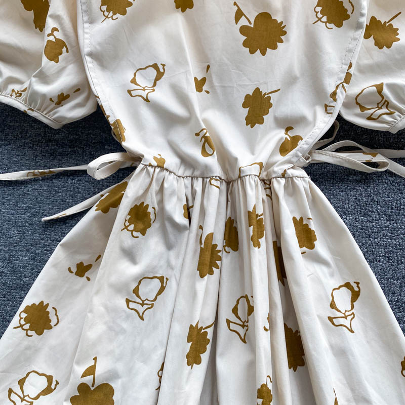 Cute round neck short A line dress fashion dress  562