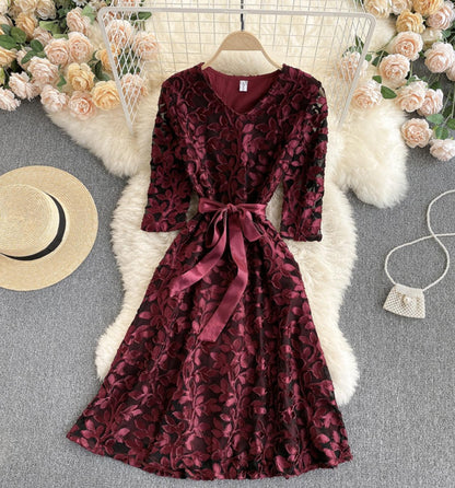 Elegant v neck short A line dress fashion dress  682