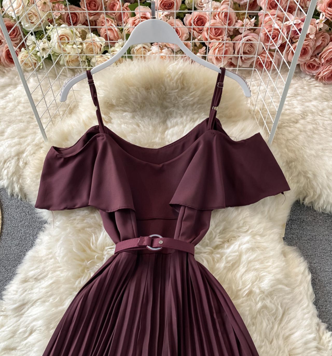 Cute A line dress off shoulder fashion dress  695