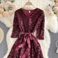 Elegant v neck short A line dress fashion dress  682
