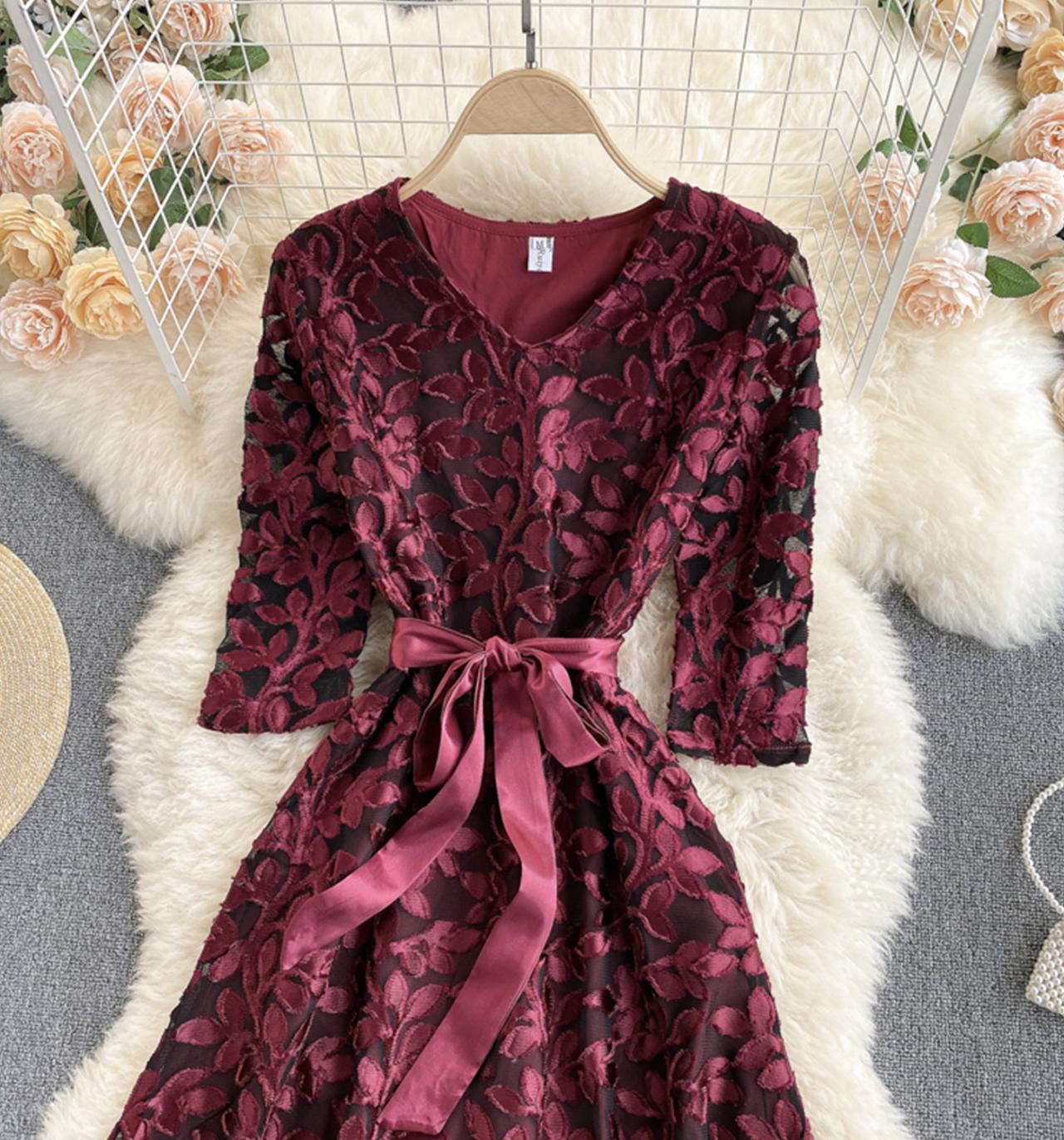 Elegant v neck short A line dress fashion dress  682