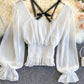 Cute chiffon long sleeve tops  317