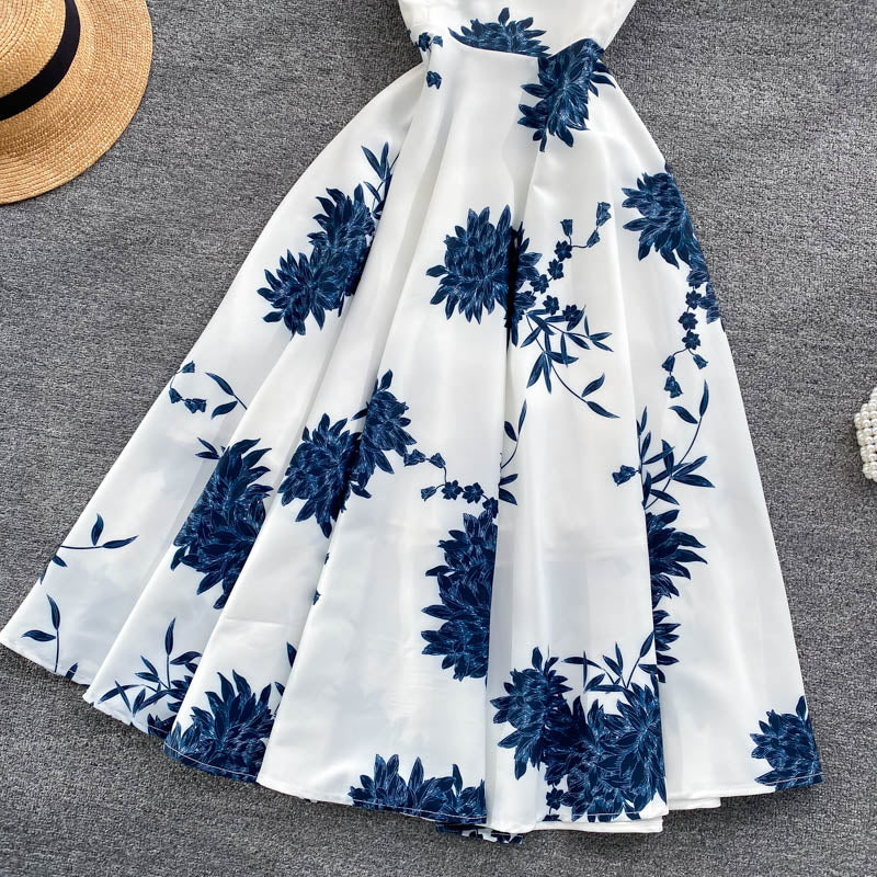 Cute A line floral dress fashion dress  559