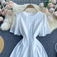 Robe trapèze à col rond et jolie robe tendance 521