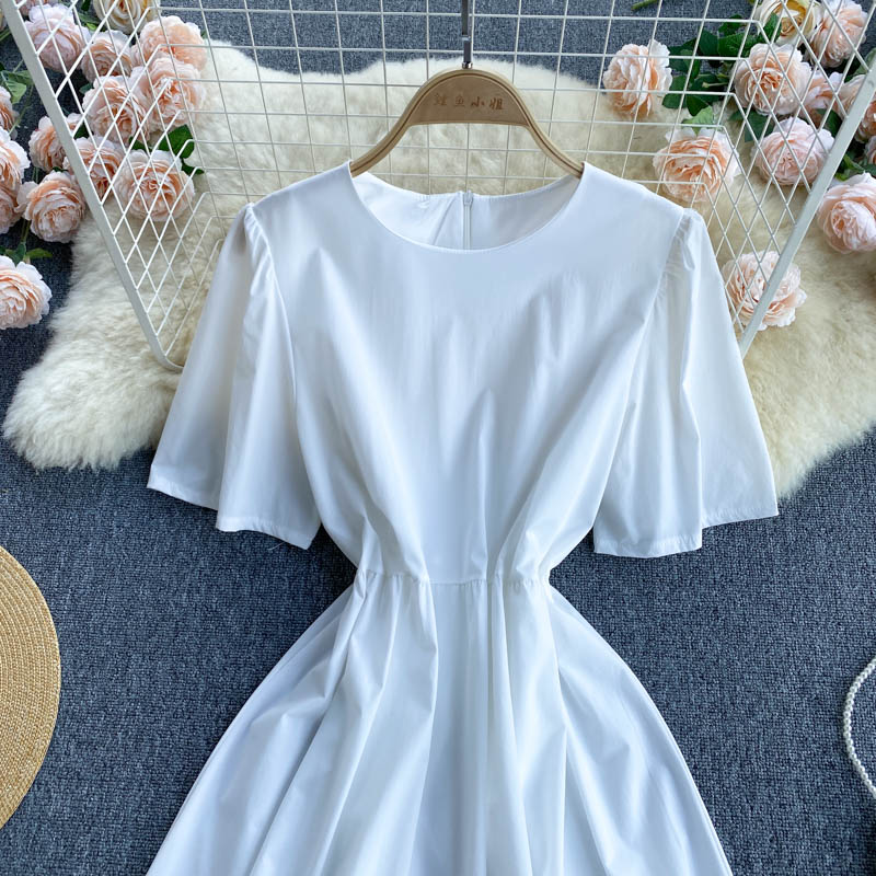 Robe trapèze à col rond et jolie robe tendance 521