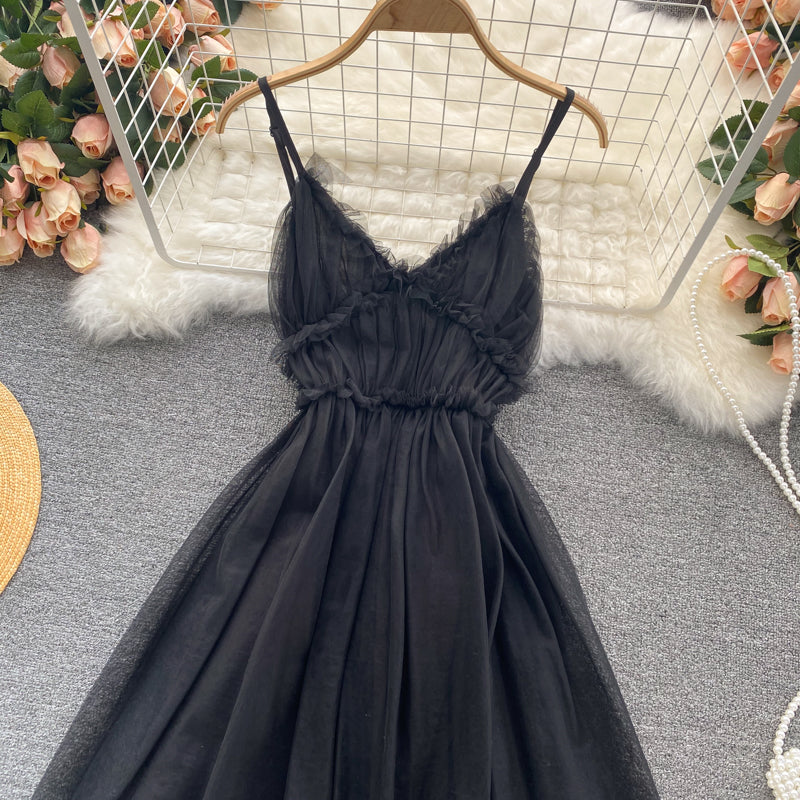 Cute v neck tulle short dress fashion dress  612