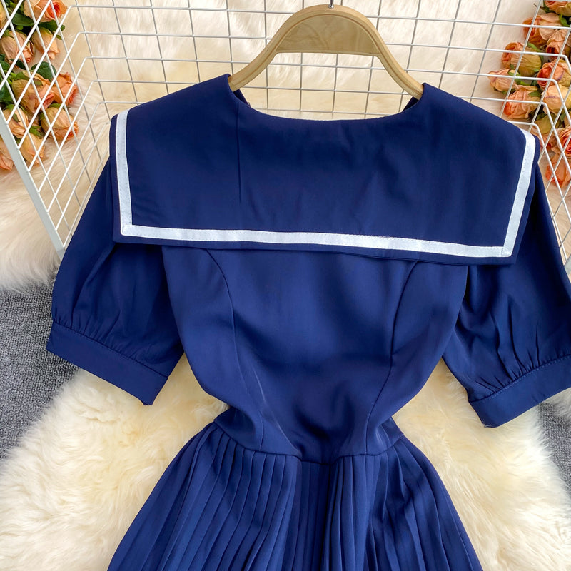 Blue A line short dress fashion dress  527