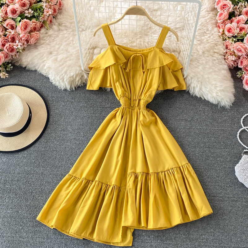 Cute A line irregular dress  623