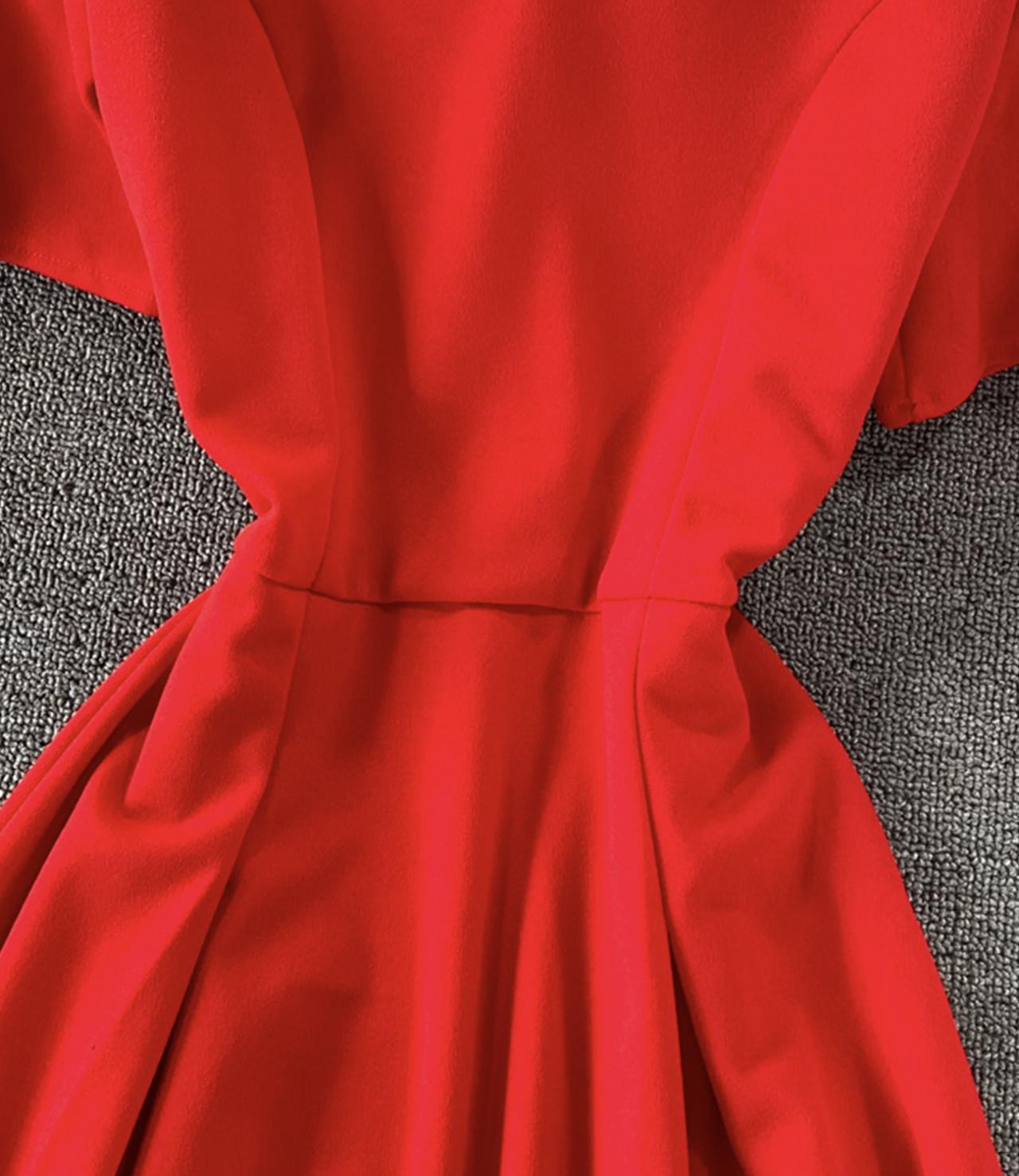 Simple v neck short dress fashion dress  659