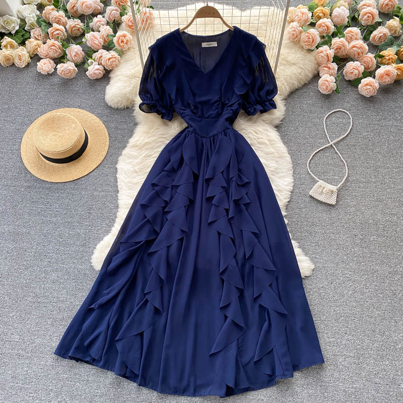 Cute v neck chiffon short dress fashion dress  471