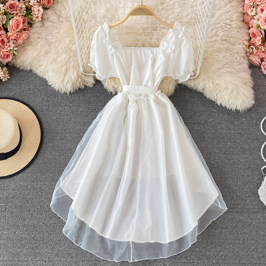 Robe mignonne à coupe haute et basse, robe tendance 604
