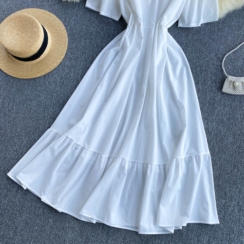 Robe trapèze à col rond et jolie robe tendance 521