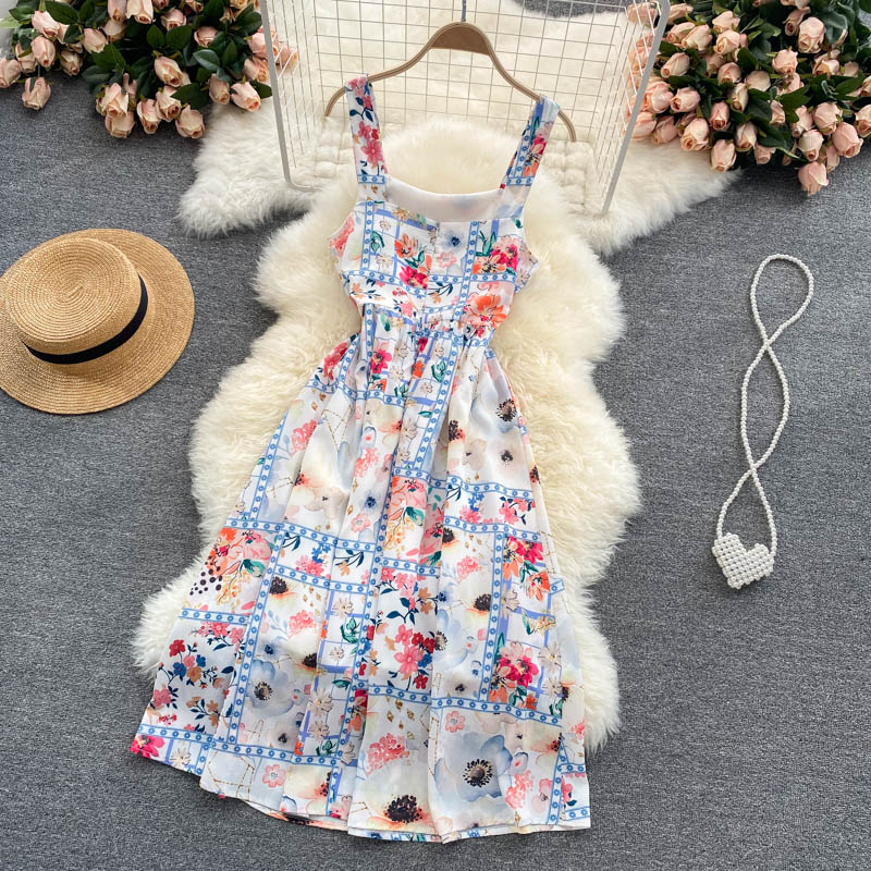 Cute A line floral dress fashion dress  559