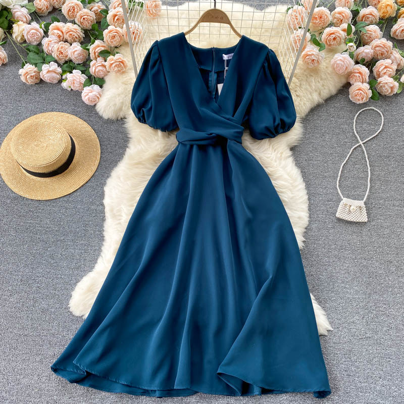 Simple v neck short dress fashion dress  512