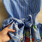 Blue v neck short dress fashion dress  694