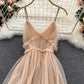 Cute v neck tulle short dress fashion dress  612