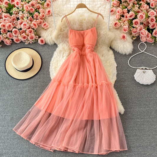 Süßes A-Linien-Kleid aus Tüll, modisches Kleid 416